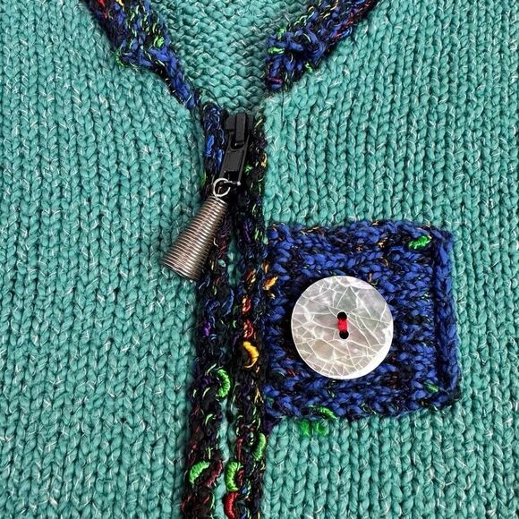 Ani Barrie Women’s Medium Full Zip Sweater Turquoise - Picture 6 of 7